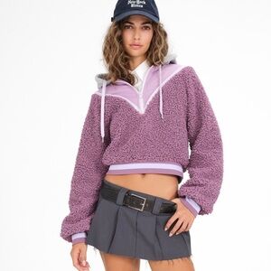 For Love & Lemons Cozy Crop Pullover Hoodie Sweater Size Large